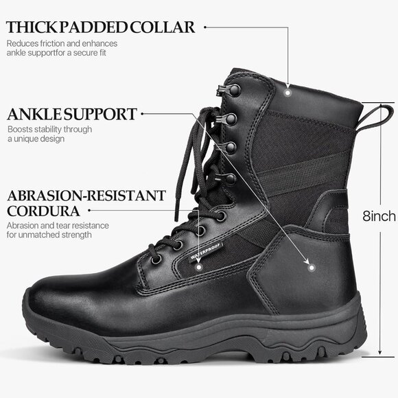 ⚡ Men\'s Dark Black Combat Suede Leather Lightweight Military Work Desert Boot main image 5